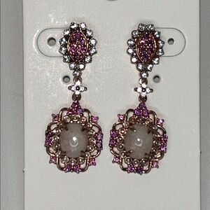 NWOT Multi Gemstone Dangle Statement Earrings By Designer Dallas Prince